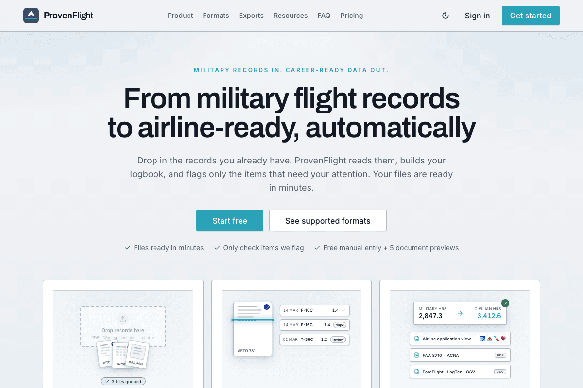 ProvenFlight marketing page